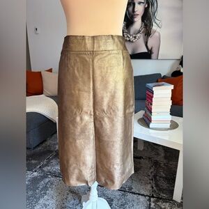 BCBGMaxAzria Metallic Gold Midi Skirt